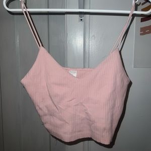 Pink Ribbed Crop Too